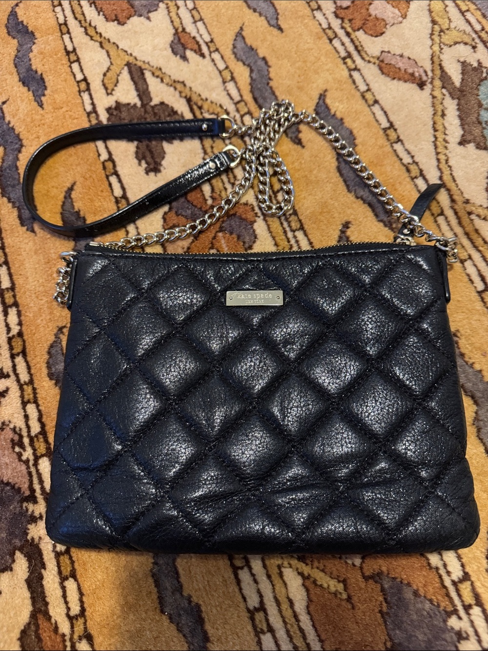 kate spade Cream Interior Leather Shoulder Bag with Black Trim